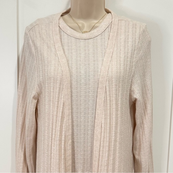 World Market Pointelle Knit Jumpsuit Cardigan Set Ivory Large XL Boho Lagenlook - Picture 9 of 16